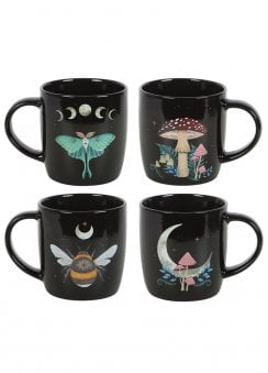 Set Of Four Dark Forest Mugs 