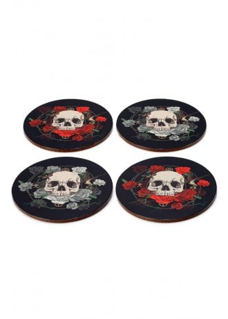 Gothic Homeware Skulls & Roses Coaster Set
