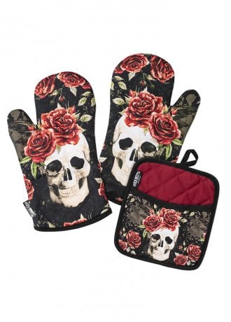 Gothic Homeware Skulls & Roses Kitchen Set