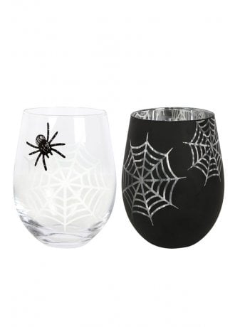 Gothic Homeware Spiders Web Set Of 2 Glasses