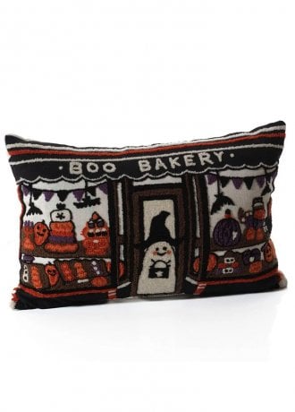 Gothic Homeware Spooktacular Boo Bakery Embroidered Cushion