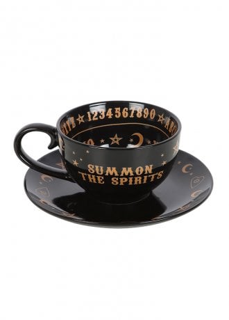 Gothic Homeware Summon The Spirits Black & Gold Spirit Board Teacup & Saucer Set