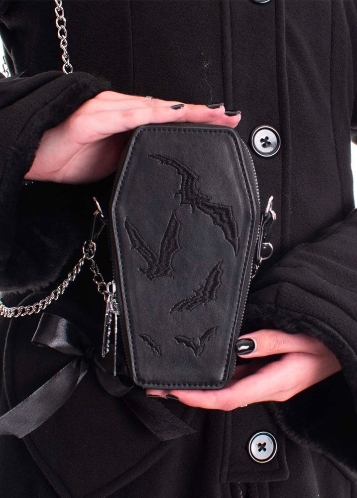 Heartless Bat Mini Coffin Bag | Attitude Clothing display picture 1