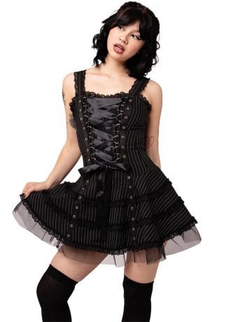 Hell Bunny Harley Pinstripe Mini Dress