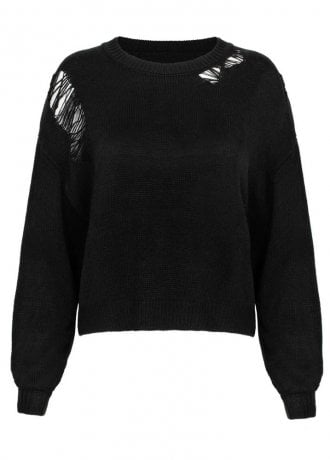 Hell Bunny Holy Moly Distressed Knit Jumper