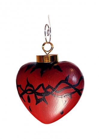 House Of Hex Hand Painted Sacred Heart Hanging Ornament
