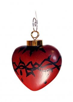 Hand Painted Sacred Heart Hanging Ornament