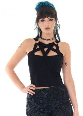 Jawbreaker Clothing Gothic Pentagram Strap Crop Top