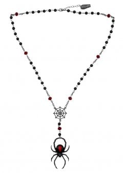 Black Widow Rosary Charm Necklace