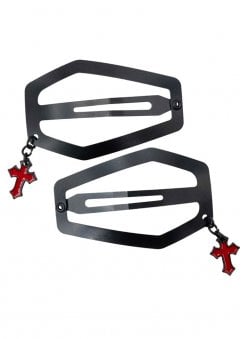 Coffin Snap Clip Black Cross Charm