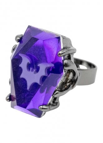 Kreepsville 666 Elvira Coffin Jewel Purple Ring