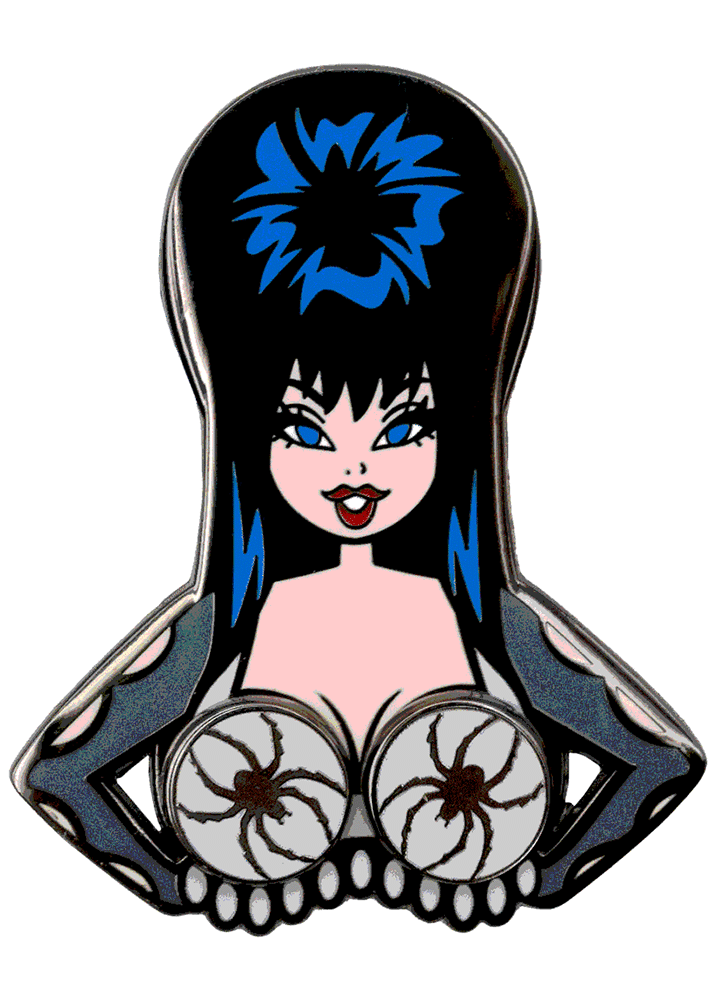 Elvira Spinning Spiders Enamel Pin