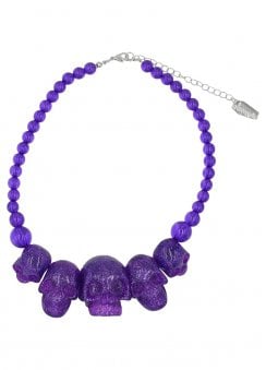 Skull Collection Purple Glitter Necklace