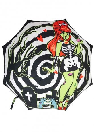 Kreepsville 666 Skull Handle Zombie Girl Anti UV Umbrella