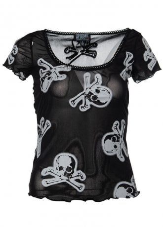 Lip Service Skull & Crossbones Mesh Top