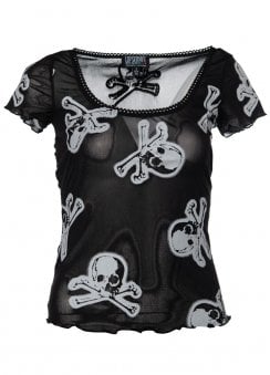 Skull & Crossbones Mesh Top