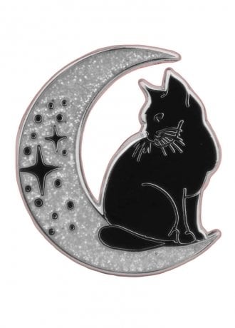 Occult Patches & Pins Cat On Glitter Moon Enamel Pin