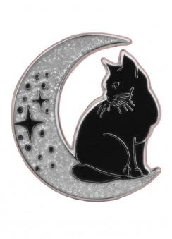 Cat On Glitter Moon Enamel Pin
