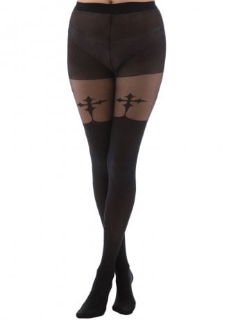 Pamela Mann Goth Cross Suspender Tights
