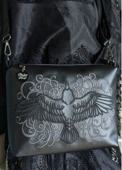 Filigree Raven Black Medium Crossbody Bag