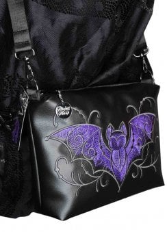 Purple Filigree Bat Medium Crossbody Bag