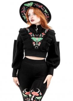 Autumnal Equinox Embroidered Cropped Sweatshirt
