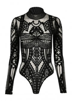 Cathedral Dragonfly Mesh & Velvet Bodysuit