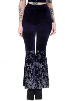 Cosmic Divinity Embroidered Velvet Bellbottoms