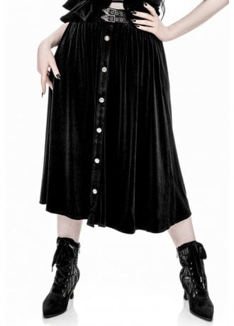 Restyle Crypt Velvet Midi Skirt