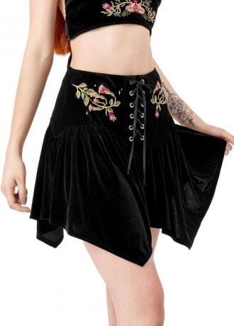 Restyle Dark Botany Embroidered Mini Skirt
