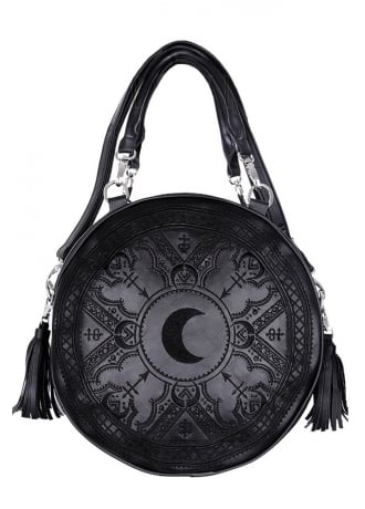 Restyle Henna Black Embroidered Round Bag