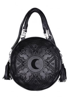 Henna Black Embroidered Round Bag