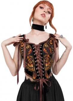 Ignis Moth Embroidered Corset Top