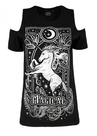 Restyle Magical Unicorn Cold Shoulder T-Shirt