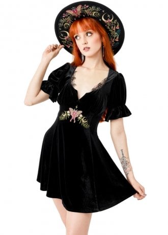 Restyle Midnight Flora Embroidered Mini Dress