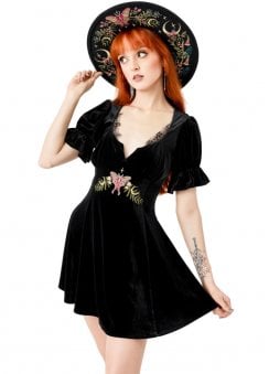 Midnight Flora Embroidered Mini Dress