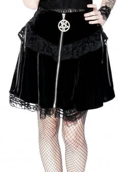 Pentagram Lace Up Velvet Mini Skirt
