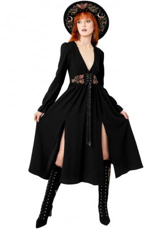Restyle Poisoned Petal Embroidered Midi Dress