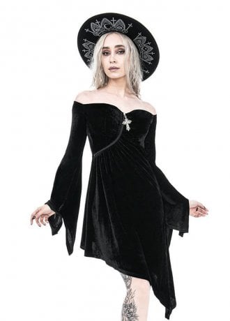 Restyle Vamp Asymmetric Velvet Dress