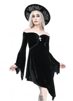 Vamp Asymmetric Velvet Dress