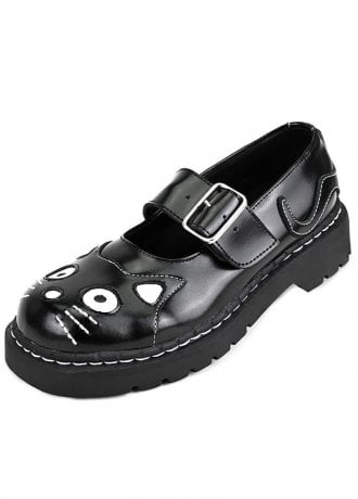 TUK Shoes Anarchic Mary Jane Kitty Black Leather