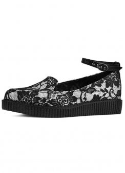 Ballet Creeper Ankle Strap Black/White Lace