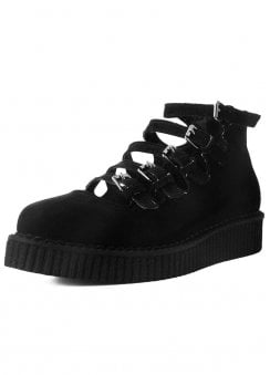 Ballet Creeper Multi-Strap Black Vegan Suede