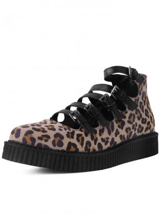 TUK Shoes Ballet Creeper Multi-Strap Leopard Vegan Suede