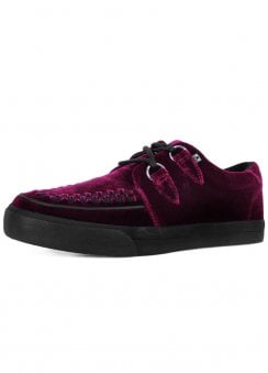 Creeper Sneaker 2-Ring Velvet Burgundy