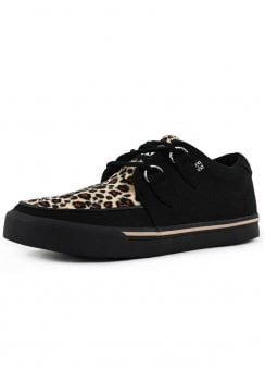 Creeper Sneaker Black Canvas & Leopard Print