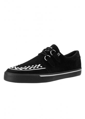 TUK Shoes Creeper Sneaker Black Suede & White Interlace