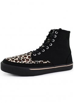 Creeper Sneaker Hi Top Black & Leopard Canvas