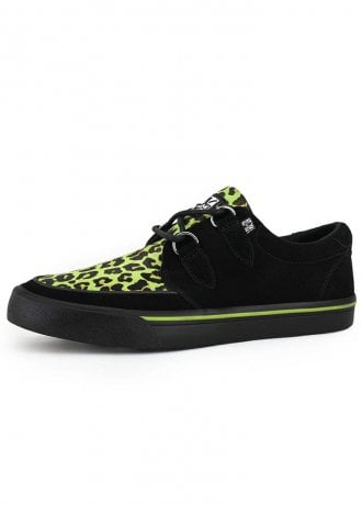 TUK Shoes Creeper Sneaker Neon Green Hair & Black Suede