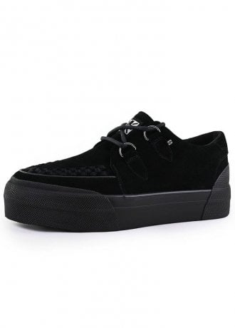 TUK Shoes Creeper Sneaker Stacked Black Suede